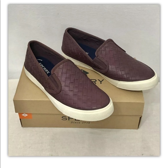 Sperry Top-Sider Seaside Weave Women’s Size USA 8M Sneakers Shoes Slip On Wine - Picture 3 of 12